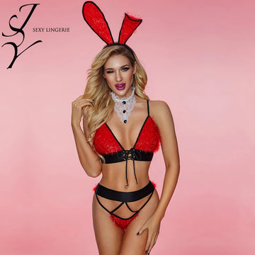 Sexy Bunny Suit Cosplay - Red Bra And Pant Set E