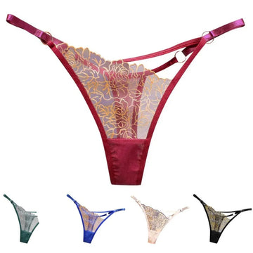 Embroidered Hollow-Out Panties