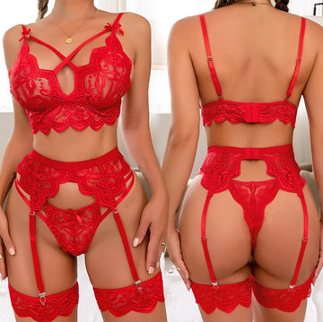 Garter Three-Piece Lingerie Set
