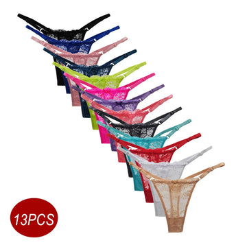 13-Pack Adjustable Waist Lace G-String Thong Set