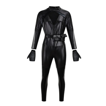 Sexy Cat Suit - Jumpsuit with Whip And Cat Mask Leather Cosplay Uniform