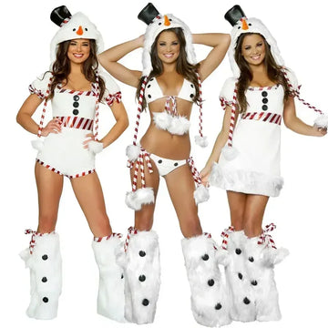 Women Sexy White Snowman Cosplay Christmas Costume